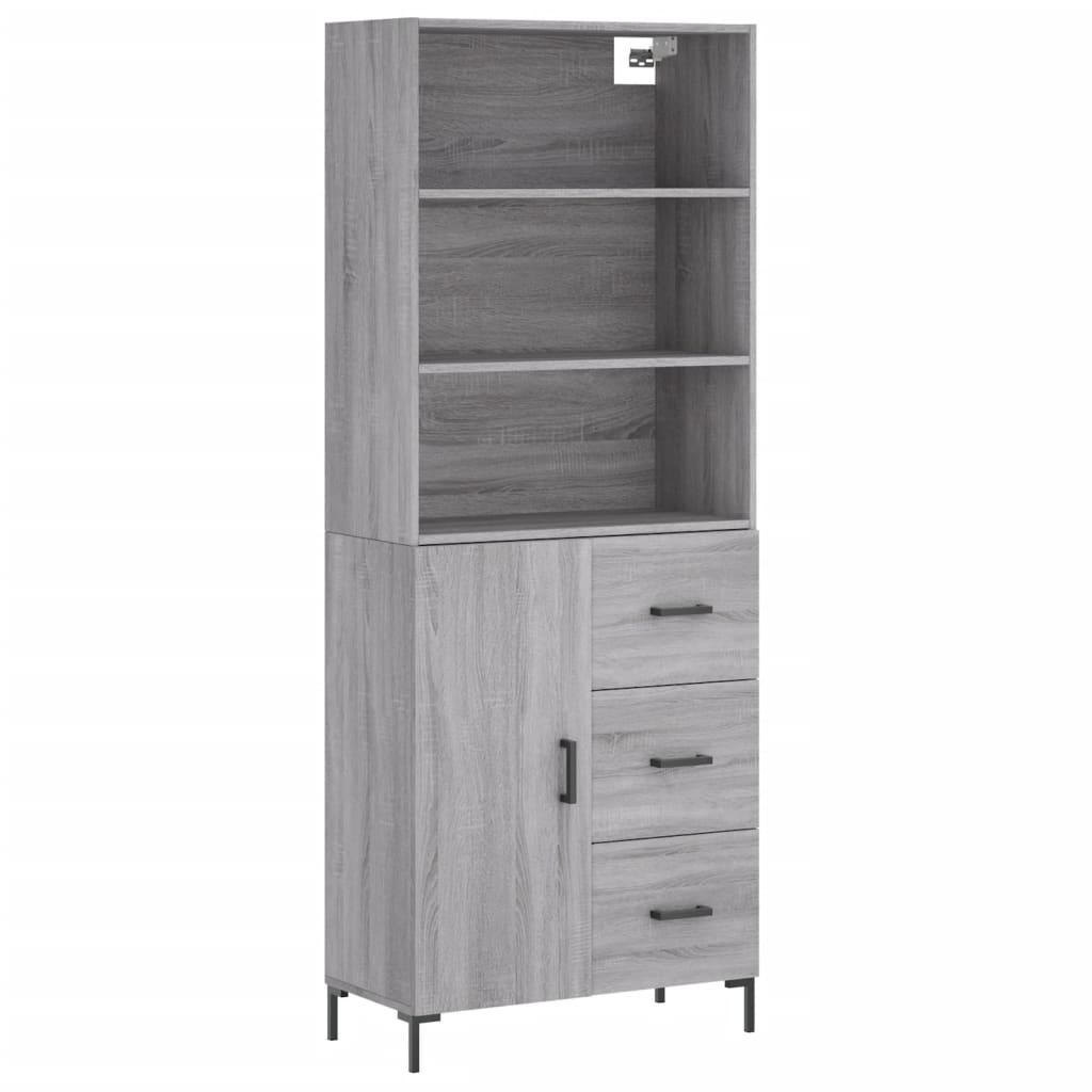 Highboard Grau Sonoma 69,5x34x180 cm Holzwerkstoff