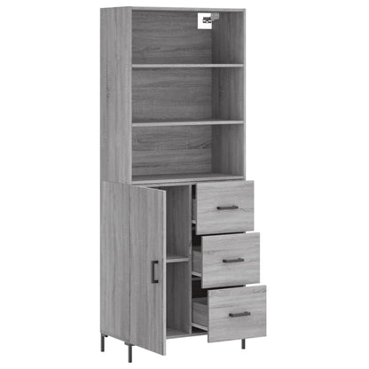 Highboard Grau Sonoma 69,5x34x180 cm Holzwerkstoff