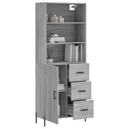 Highboard Grau Sonoma 69,5x34x180 cm Holzwerkstoff