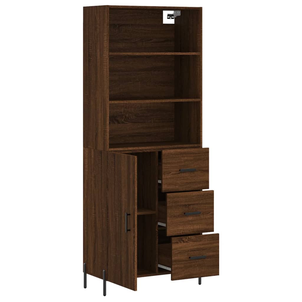 Highboard Braun Eichen-Optik 69,5x34x180 cm Holzwerkstoff