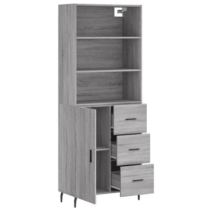 Highboard Grau Sonoma 69,5x34x180 cm Holzwerkstoff