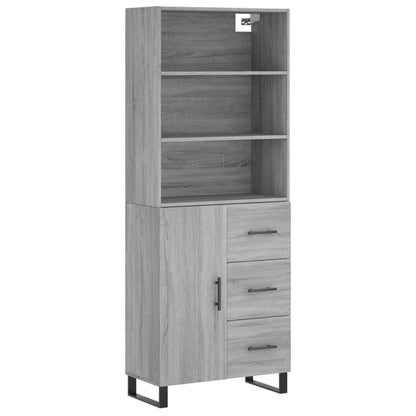 Highboard Grau Sonoma 69,5x34x180 cm Holzwerkstoff