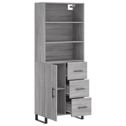 Highboard Grau Sonoma 69,5x34x180 cm Holzwerkstoff