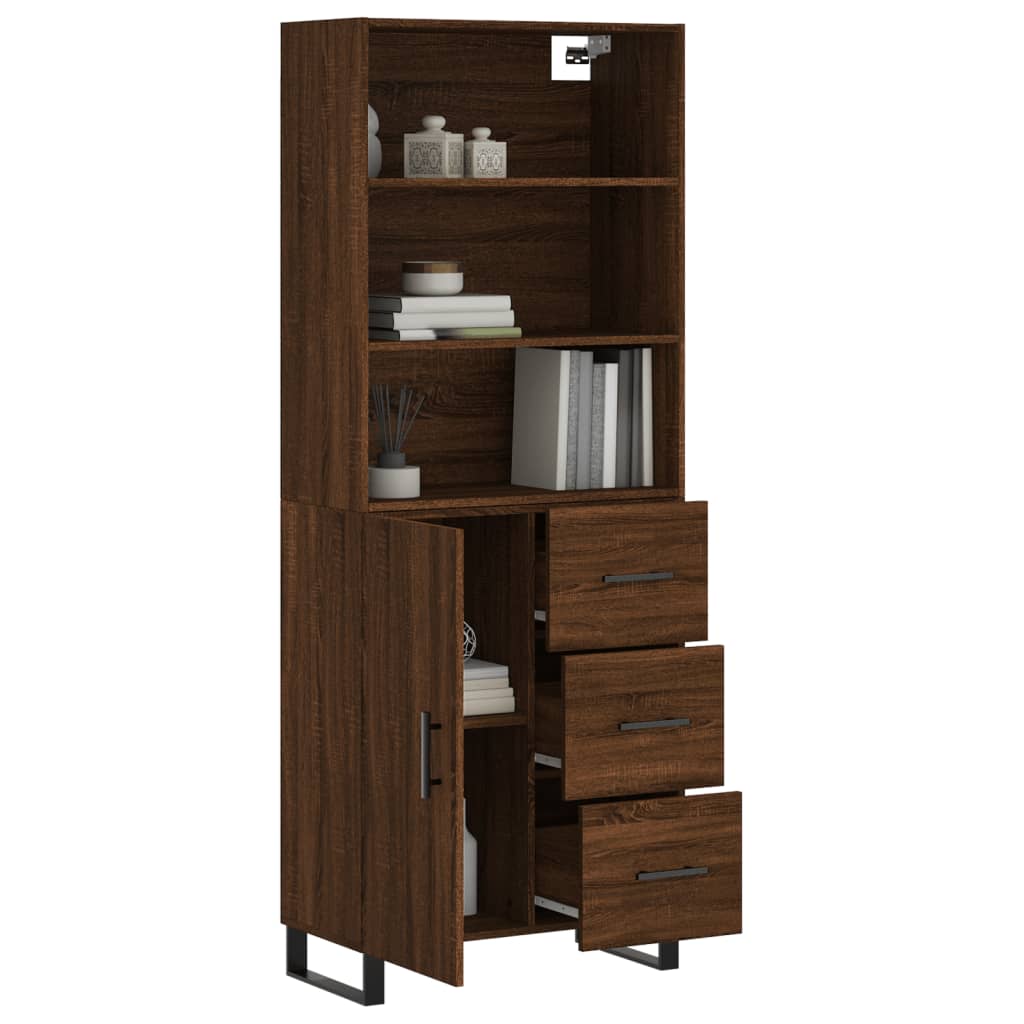 Highboard Braun Eichen-Optik 69,5x34x180 cm Holzwerkstoff