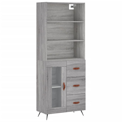 Highboard Grau Sonoma 69,5x34x180 cm Holzwerkstoff