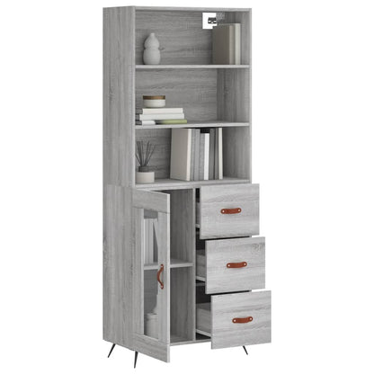 Highboard Grau Sonoma 69,5x34x180 cm Holzwerkstoff