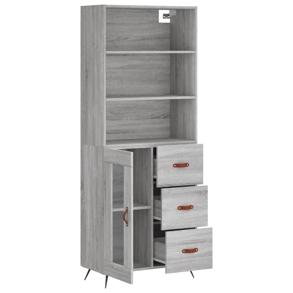 Highboard Grau Sonoma 69,5x34x180 cm Holzwerkstoff