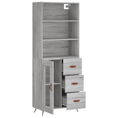 Highboard Grau Sonoma 69,5x34x180 cm Holzwerkstoff