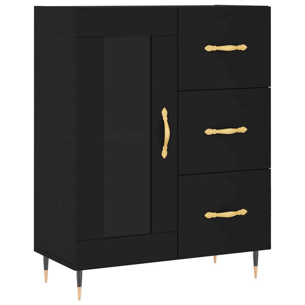 Highboard Schwarz 69,5x34x180 cm Holzwerkstoff