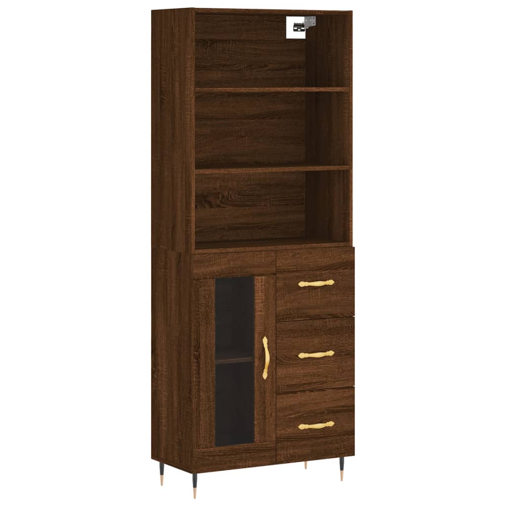 Highboard Braun Eichen-Optik 69,5x34x180 cm Holzwerkstoff