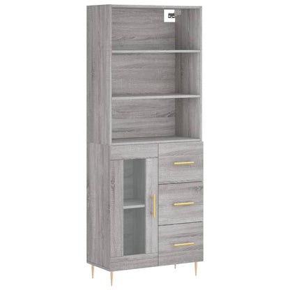 Highboard Grau Sonoma 69,5x34x180 cm Holzwerkstoff