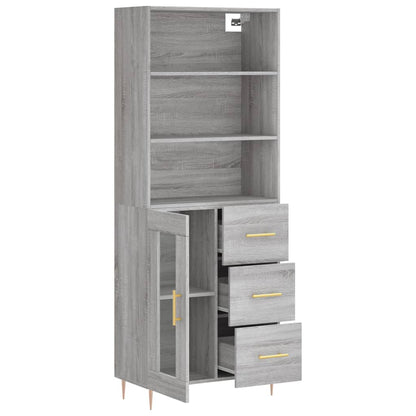 Highboard Grau Sonoma 69,5x34x180 cm Holzwerkstoff