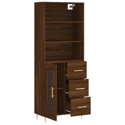 Highboard Braun Eichen-Optik 69,5x34x180 cm Holzwerkstoff