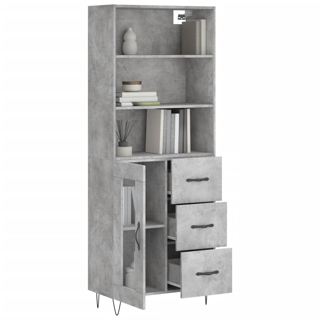 Highboard Betongrau 69,5x34x180 cm Holzwerkstoff