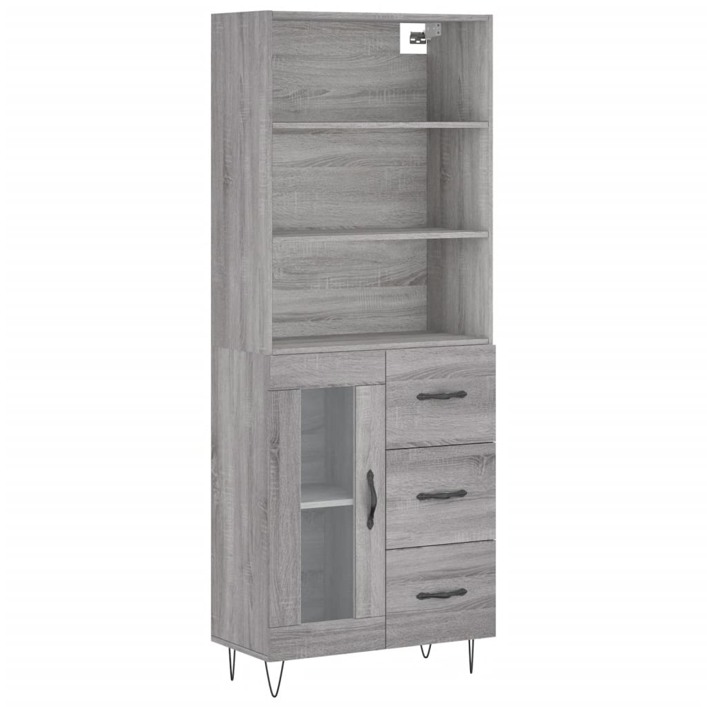 Highboard Grau Sonoma 69,5x34x180 cm Holzwerkstoff