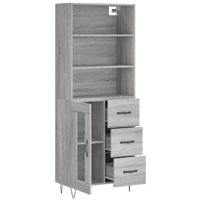 Highboard Grau Sonoma 69,5x34x180 cm Holzwerkstoff