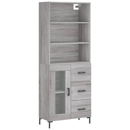 Highboard Grau Sonoma 69,5x34x180 cm Holzwerkstoff