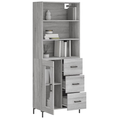 Highboard Grau Sonoma 69,5x34x180 cm Holzwerkstoff