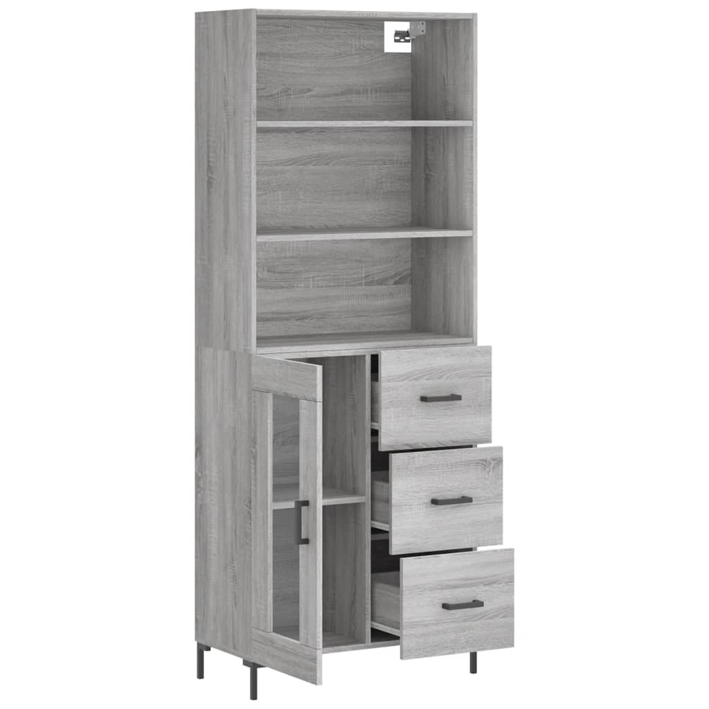 Highboard Grau Sonoma 69,5x34x180 cm Holzwerkstoff