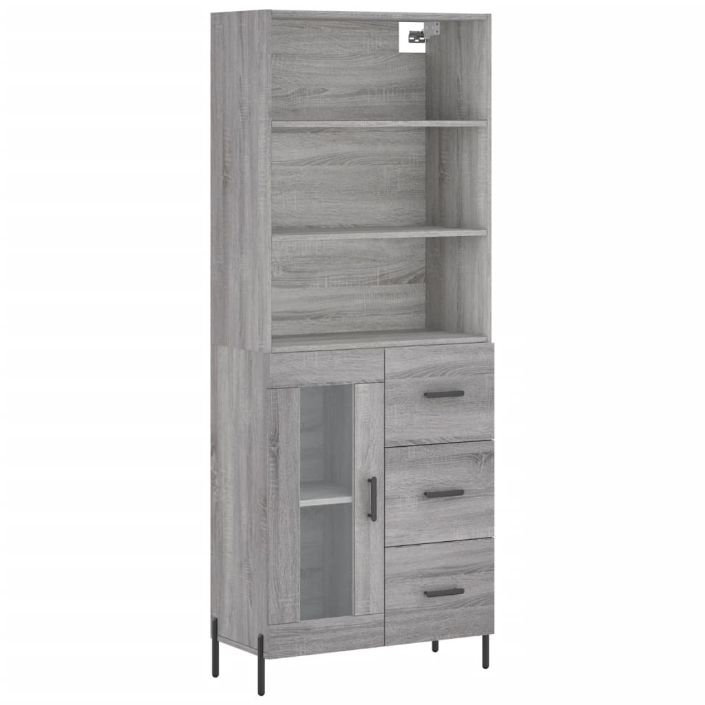 Highboard Grau Sonoma 69,5x34x180 cm Holzwerkstoff