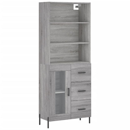 Highboard Grau Sonoma 69,5x34x180 cm Holzwerkstoff