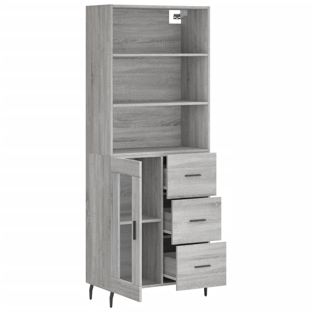 Highboard Grau Sonoma 69,5x34x180 cm Holzwerkstoff