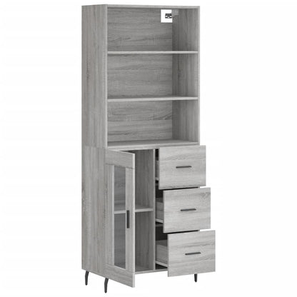 Highboard Grau Sonoma 69,5x34x180 cm Holzwerkstoff