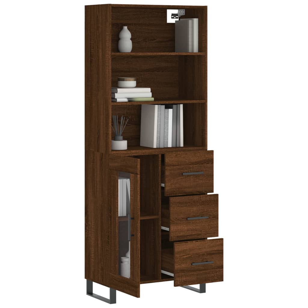 Highboard Braun Eichen-Optik 69,5x34x180 cm Holzwerkstoff