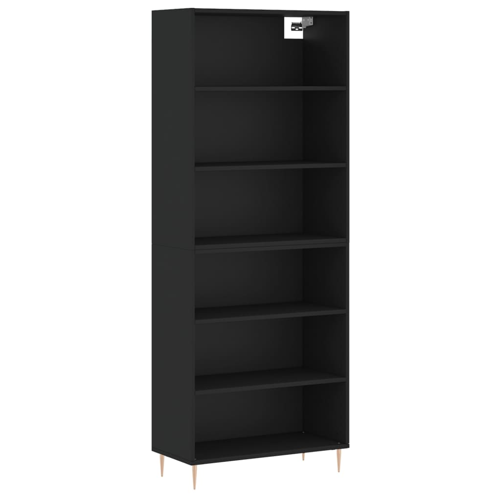 Highboard Schwarz 69,5x32,5x180 cm Holzwerkstoff