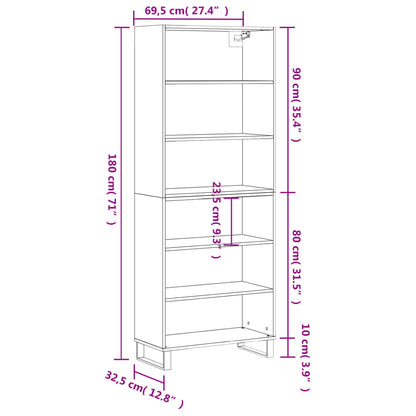 Highboard Braun Eichen-Optik 69,5x32,5x180 cm Holzwerkstoff