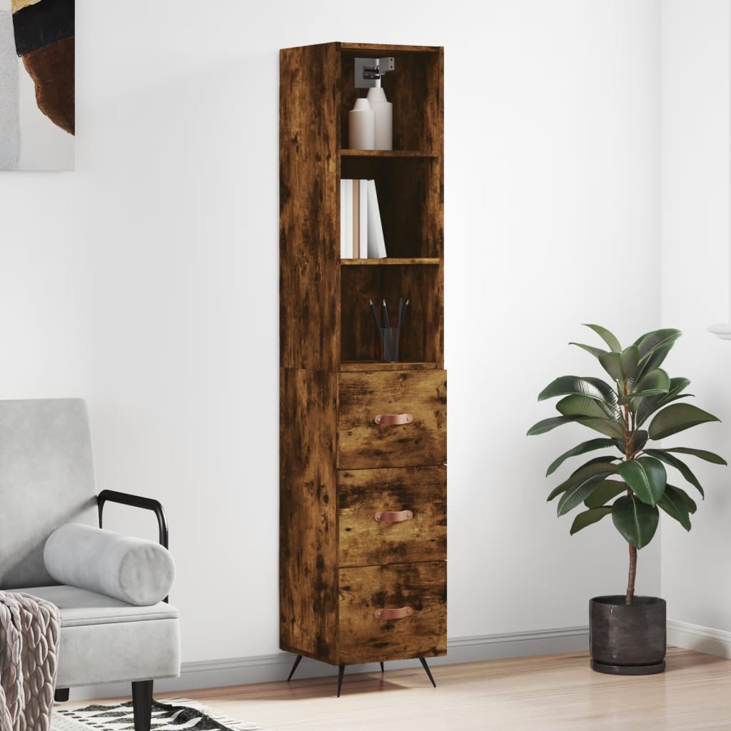 Highboard Räuchereiche 34,5x34x180 cm Holzwerkstoff