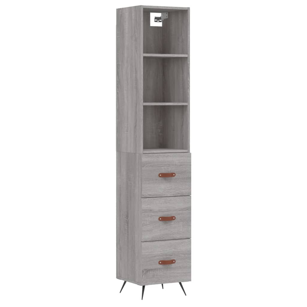 Highboard Grau Sonoma 34,5x34x180 cm Holzwerkstoff