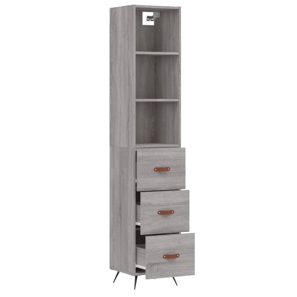 Highboard Grau Sonoma 34,5x34x180 cm Holzwerkstoff