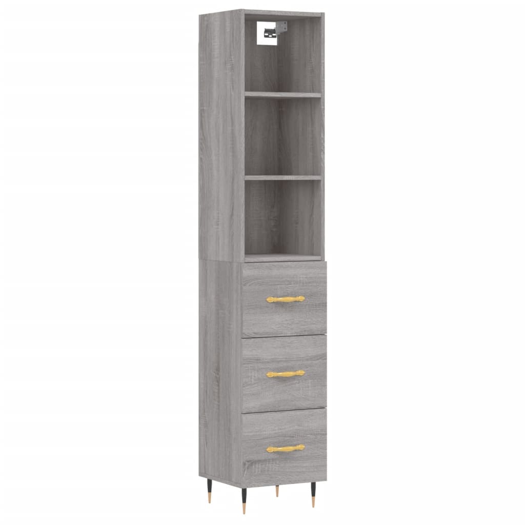 Highboard Grau Sonoma 34,5x34x180 cm Holzwerkstoff