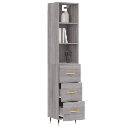 Highboard Grau Sonoma 34,5x34x180 cm Holzwerkstoff