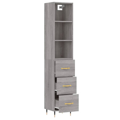 Highboard Grau Sonoma 34,5x34x180 cm Holzwerkstoff