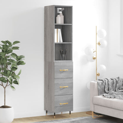 Highboard Grau Sonoma 34,5x34x180 cm Holzwerkstoff