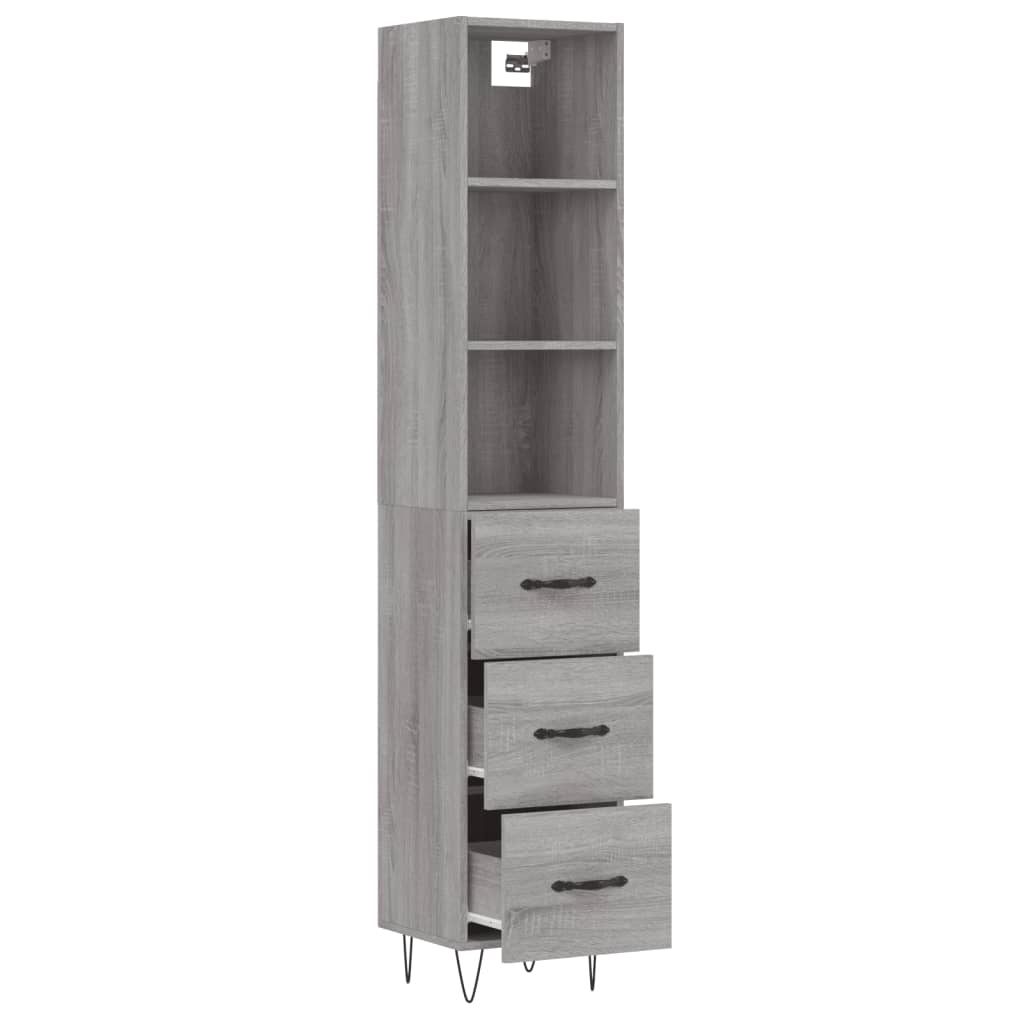 Highboard Grau Sonoma 34,5x34x180 cm Holzwerkstoff