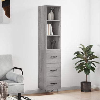 Highboard Grau Sonoma 34,5x34x180 cm Holzwerkstoff