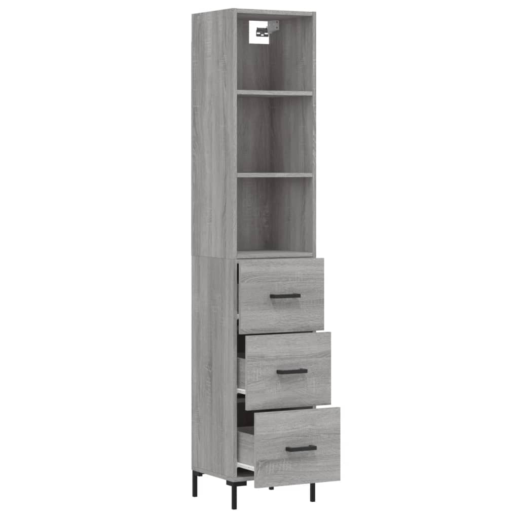 Highboard Grau Sonoma 34,5x34x180 cm Holzwerkstoff