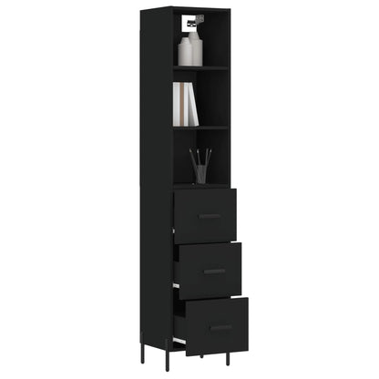 Highboard Schwarz 34,5x34x180 cm Holzwerkstoff