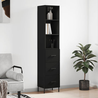 Highboard Schwarz 34,5x34x180 cm Holzwerkstoff