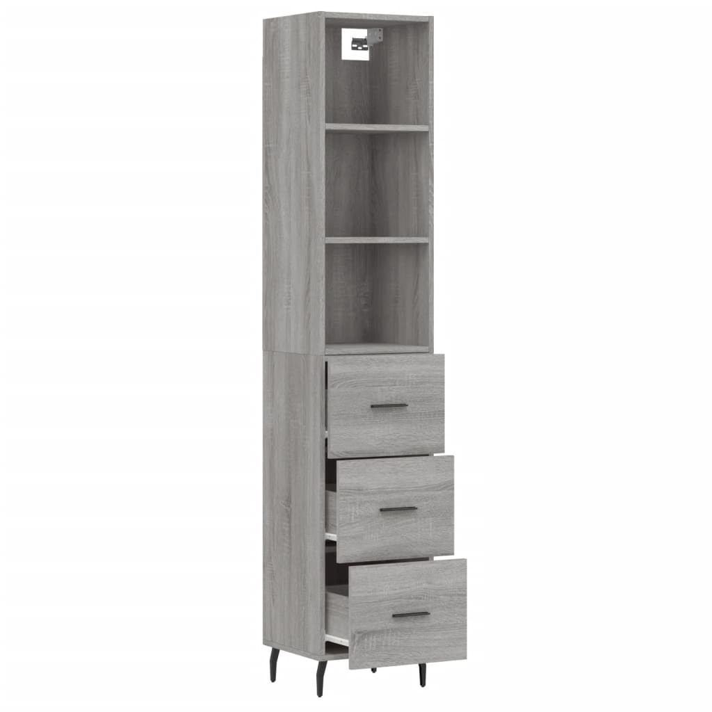 Highboard Grau Sonoma 34,5x34x180 cm Holzwerkstoff