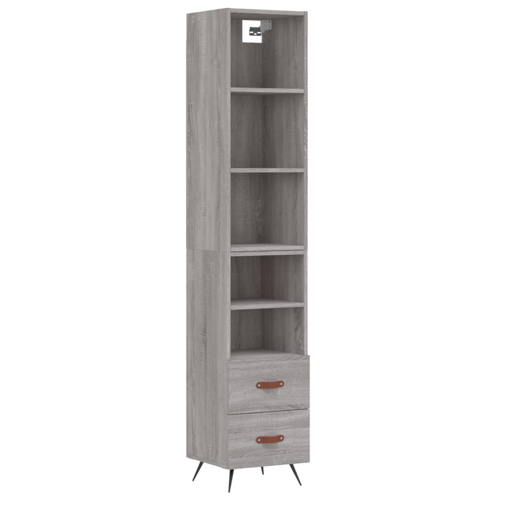 Highboard Grau Sonoma 34,5x34x180 cm Holzwerkstoff