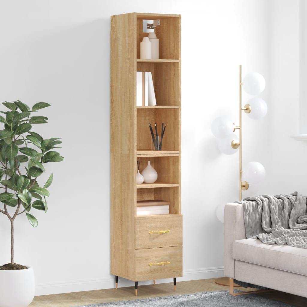 Highboard Sonoma-Eiche 34,5x34x180 cm Holzwerkstoff