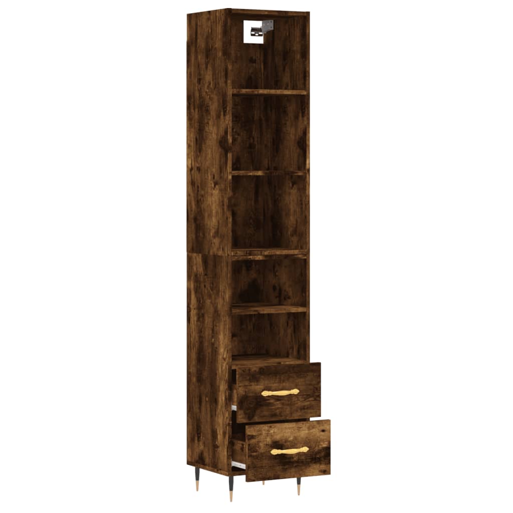 Highboard Räuchereiche 34,5x34x180 cm Holzwerkstoff