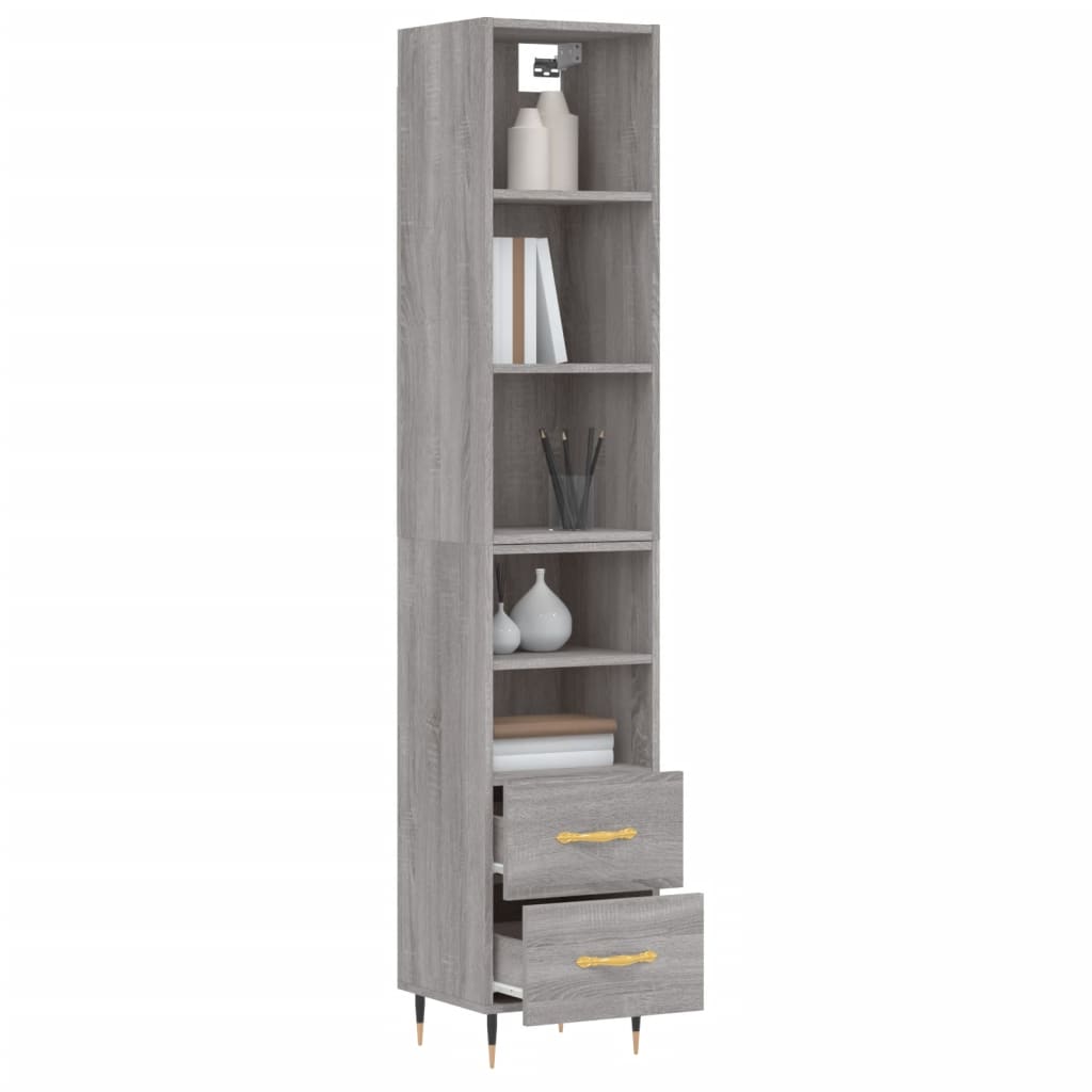 Highboard Grau Sonoma 34,5x34x180 cm Holzwerkstoff