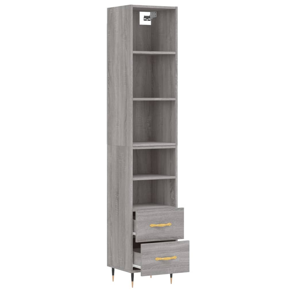 Highboard Grau Sonoma 34,5x34x180 cm Holzwerkstoff