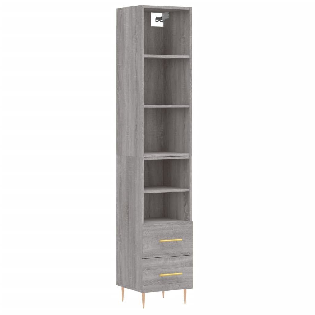 Highboard Grau Sonoma 34,5x34x180 cm Holzwerkstoff