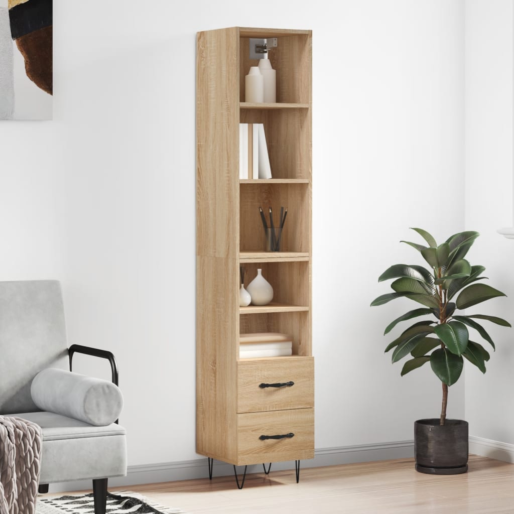 Highboard Sonoma-Eiche 34,5x34x180 cm Holzwerkstoff